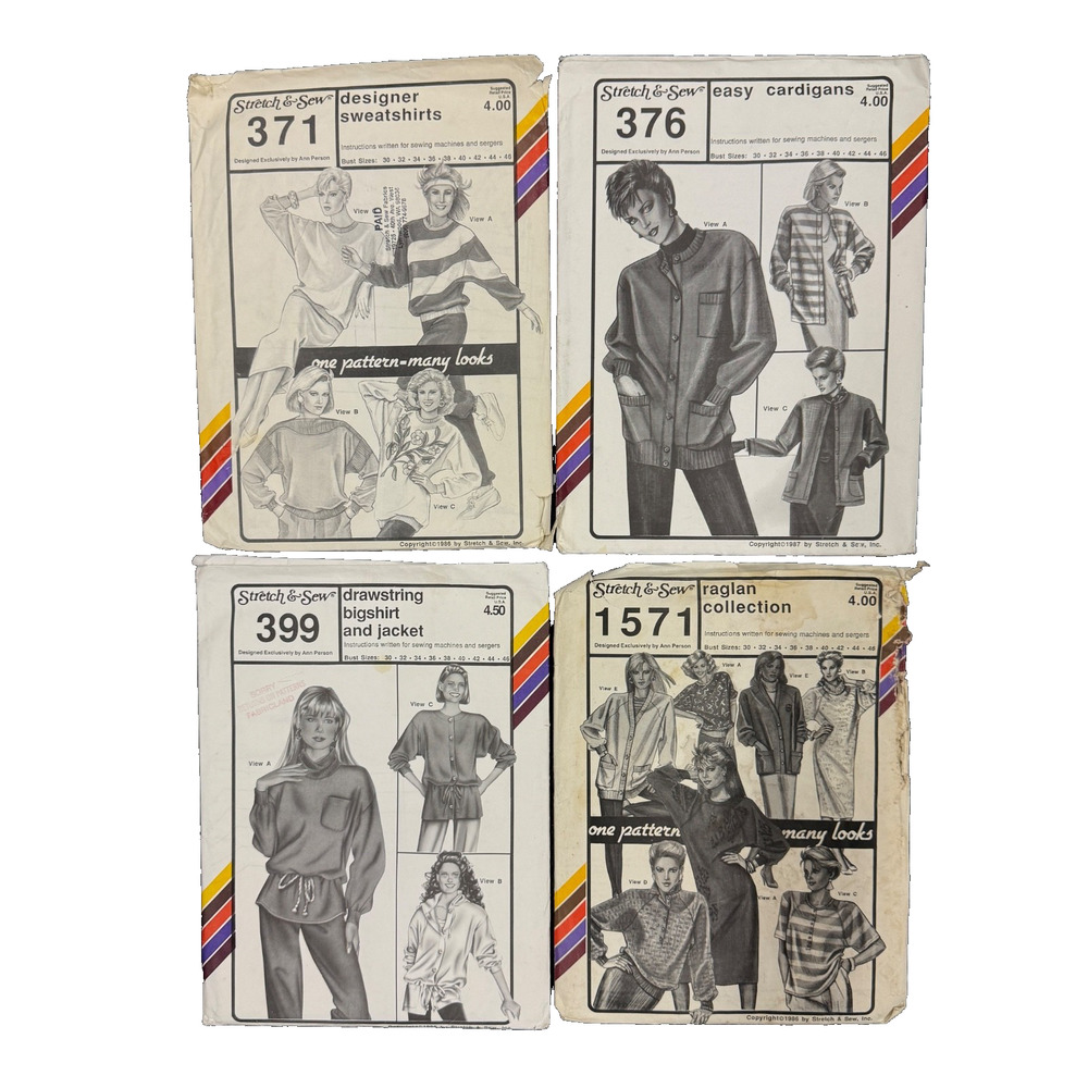 Lot of 4 Stretch & Sew Sewing Patterns Set Vintage Collection